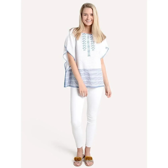 NEW J. MARIE Kim Poncho Shirt Size Medium Women’s Embroidered 100% Cotton - Picture 9 of 9